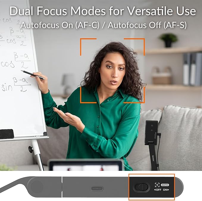 Innex DC500 13MP 4K USB Document Camera, Webcam & Scanner, 3-in-1, 13MP, Noise-Cancelling Mic, Dual Autofocus, Auto Flip, Built-in LED lamp, OCR, Win, Mac, Chromebook, Distance Education, Meetings