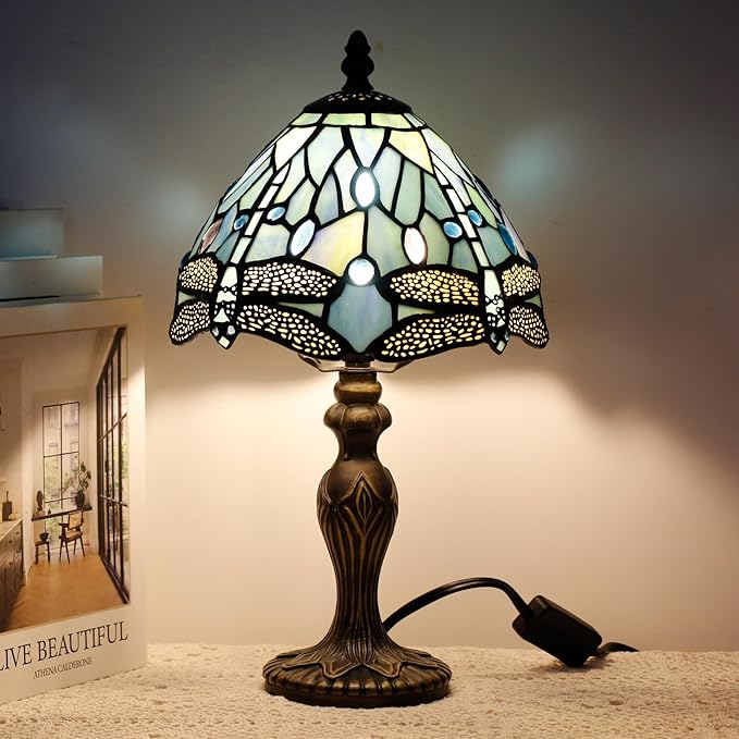 Table Lamp Base Replacement Only, Wide 4 Height 15 Inch, Fit for 6, 8, 10 Inch Tiffany Style Stained Glass Lampshade, Dark Bronze Finish,Resin, Push Switch On Cord(M (W4H15 Inch))
