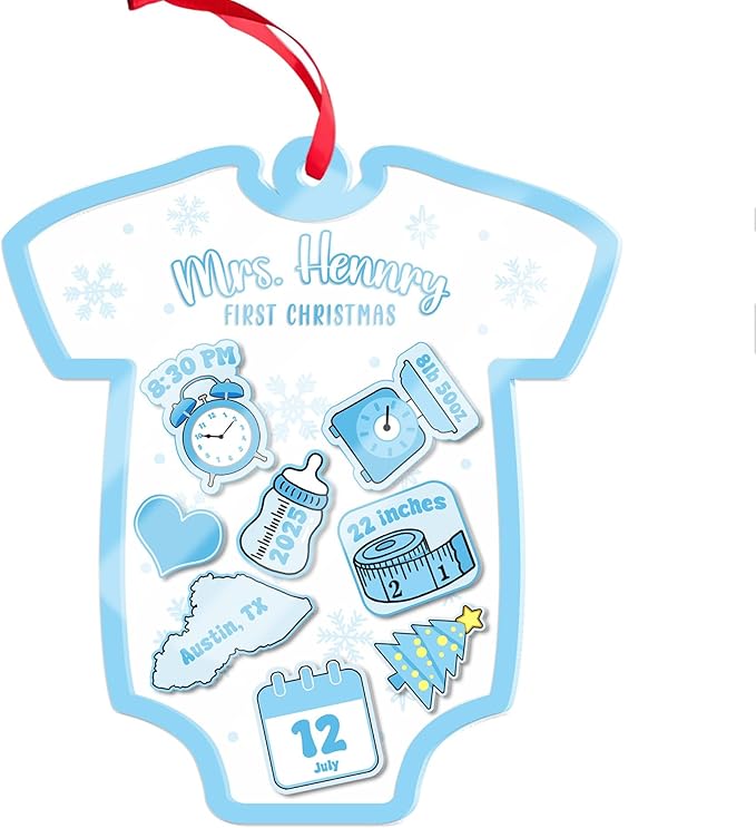 Personalized Baby's First Christmas Ornaments 2025 - Customized Birth Stats Shaker Ornament - Xmas Ornaments - Xmas Tree Decoration - Gifts for Christmas