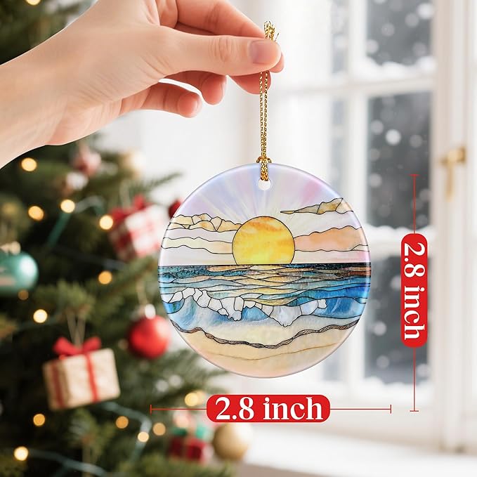 Beach Sunset Ornament, Christmas Ornaments: Christmas Tree Decorations, Holiday Decor, Stocking Stuffers, Gift Ideas, Xmas Gift, Summer Vibes Gifts & Gifts for Beach Lover