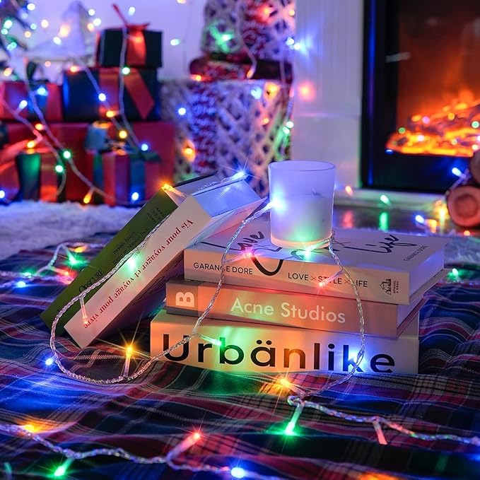 JMEXSUSS 2 Pack 100LED Multicolor Christmas Lights Indoor, 33 Ft Connectable Christmas Tree Lights Multicolor Outdoor Waterproof, 8 Modes String Lights Plug in for House Tree Party