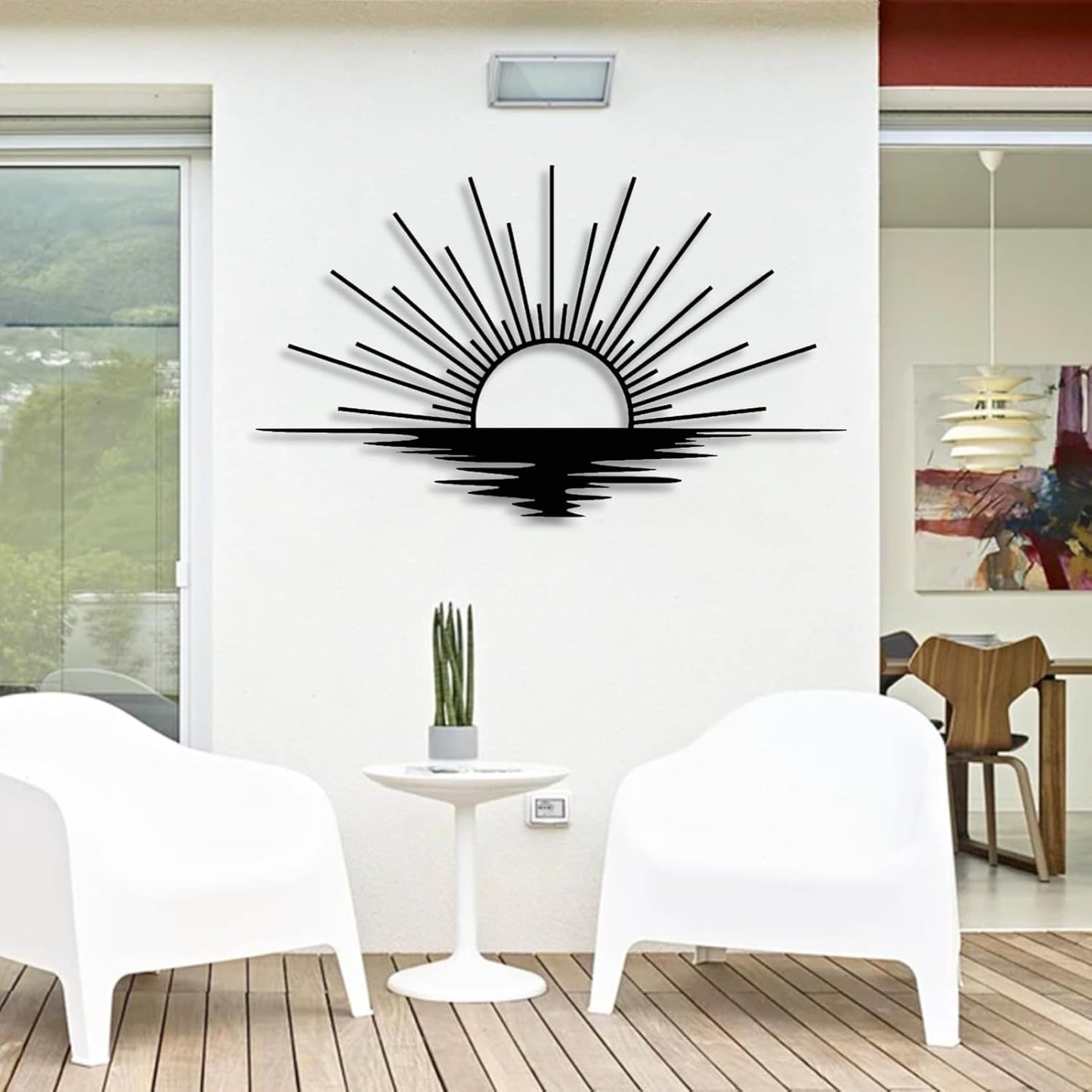 Sunrise Metal Wall Art, Metal Sun Wall Decor, Metal Sun Outdoor Decor, Large Metal Sun Wall Art, Sun Wall Art, Boho Sun Wall Art, Sunshine Metal Sign, Living Room Bedroom Wall Hangings (Gold, 24"x 17"| 62x37cm )