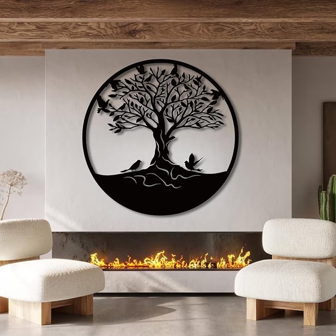 Tree of Life Wall Art,Metal Tree Wall Decorations for Living,Dining Roo,Tree of Life Metal Wall Art(30"×30", Style 6)