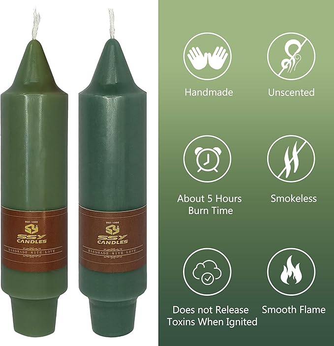5 Inch Short Taper Candles Candle Sticks Handmade Unscented Set of 4 Smokeless Long Burning Tapered Candles for Wedding Decoration Party(Gradient Green)