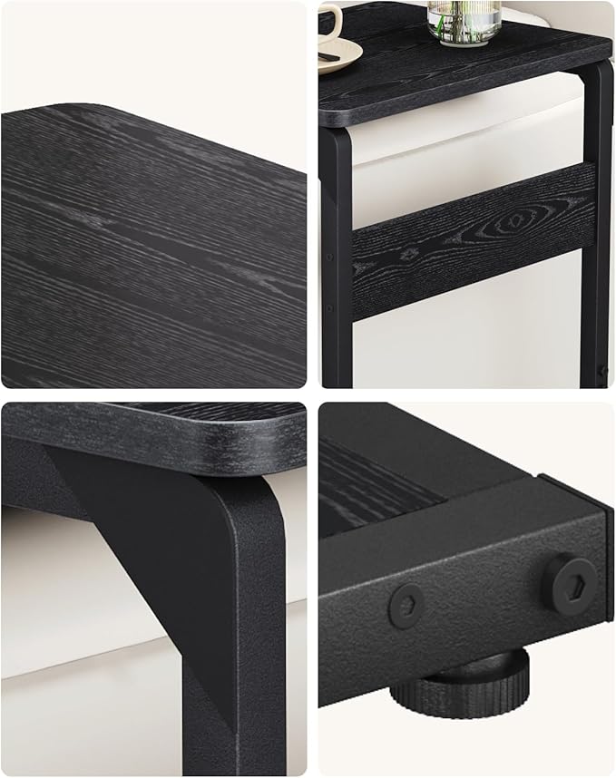 C-Shaped End Table, Small Couch Side Table, Sofa TV Tray Table for Living Room, Bedroom, Bedside ET-YB-BKW1