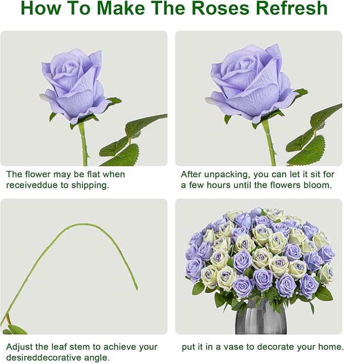 Artificial Flowers Roses Touch Fake Rose Bouquet Flower Stem for Wedding Centerpieces DIY Wreath Home Decorations Silk Roses Mothers Party Fake Outdoor Flowers Decor 19.6"(Mix50PCS)