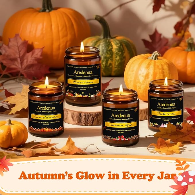 Vanilla Pumpkin Candle – Warm Holiday & Winter Pumpkin Aroma, Hand-Poured Soy Candle for Christmas Home Décor & Cozy Seasonal Gifting