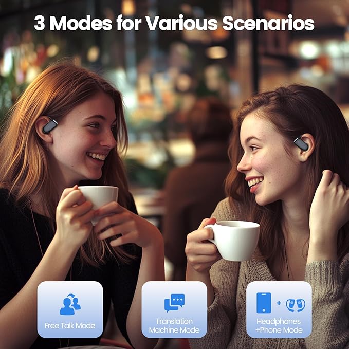 AI Translation Earbuds Real Time 164 Languages 80H Playtime Translator Ear Buds Audifonos Traductores Inglés Español Wireless Translating Earbuds Bluetooth Headphones for Travel Meeting Learning X-S