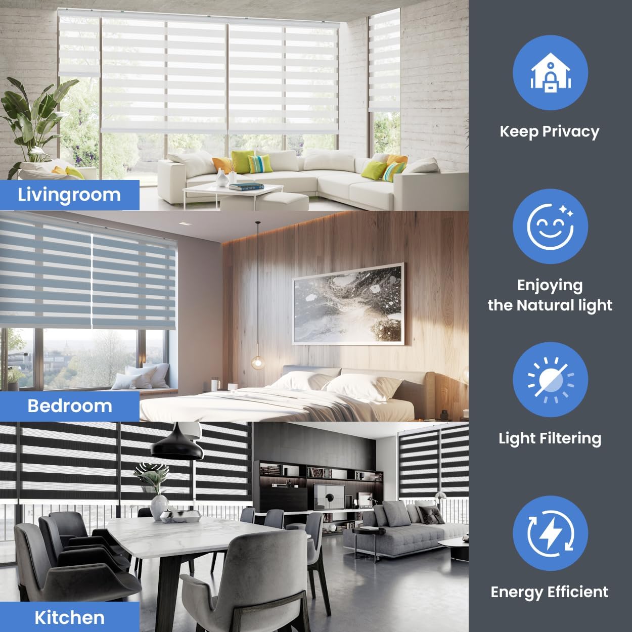 Foiresoft Standard Custom Zebra Roller Blinds for Windows [W10–105 x H10–115 Inch, Mocha, Basic], Light Filtering Dual Layer Shades for Bedroom, Living Room, Office, 13 Colors