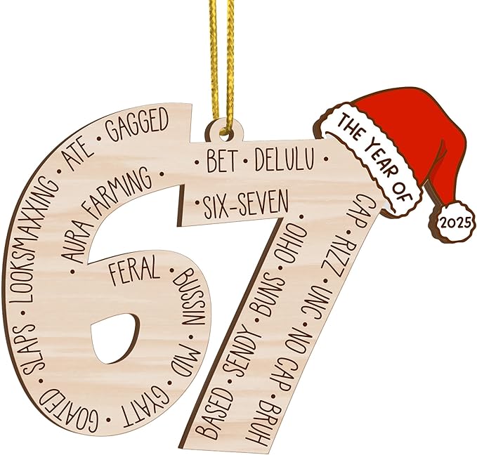 67 Christmas Ornament, 67 Ornaments for Xmas Tree, Funny Christmas Ornaments 2025, 6 7 Meme Ornament for Teens, Six Seven Gifts, Gag Gifts for Teens, Teen Girls Trendy Stuff