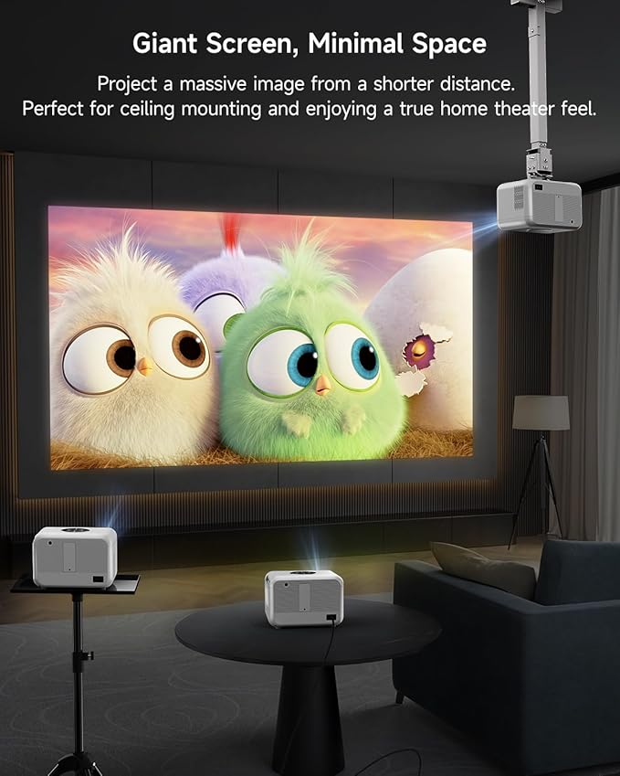 Smart 4K Projector Portable with Auto Focus, Triple Brightness, Dolby Audio, Official Apps for Outdoor Movie Night Home Theater Video Gaming, HDMI eARC/CEC WiFi6 BT5.4, Halloween Christmas Holiday