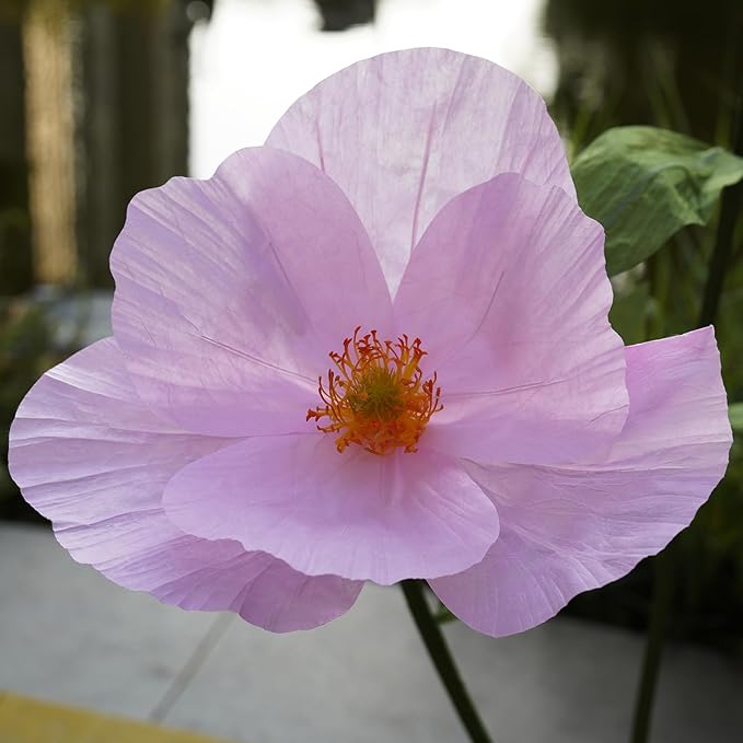 Large Paper Artificial Flowers,Giant Flowers for Decoration,Huge Handcrafted Poppy Fake Flowers with Stand for Home Decor Bridal Shower Party Outdoors Yard Event Backdrop Decor (Pink)