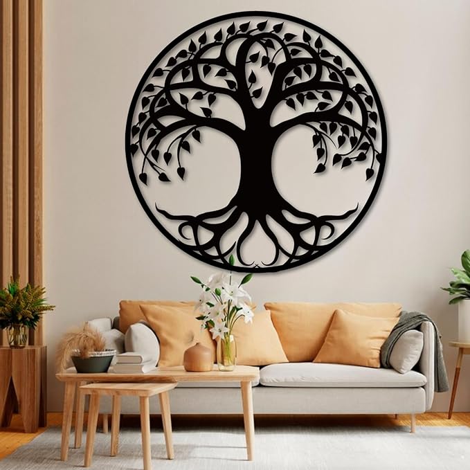 Tree of Life Wall Art,Tree Wall Plaque,Metal Tree of Life Wall Decor,Living,Dining Room Wall Decor(24"×24", Style 5)