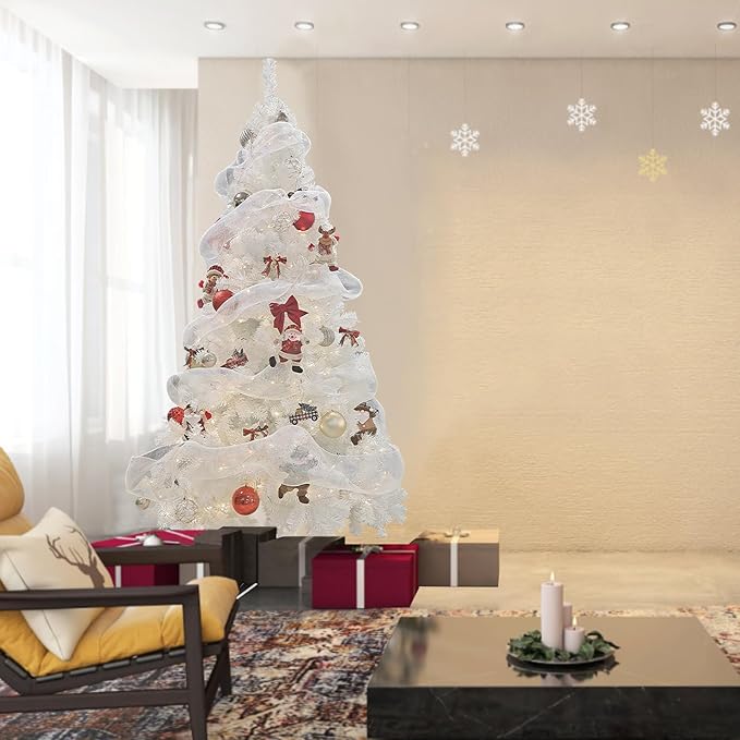 BESTHLS 10ft White Christmas Tree Premium Artifical Pine Christmas Tree with Soild Metal Stand and Decorations Fit for Indoor Outdoor,2150 Tips (10 feet White)