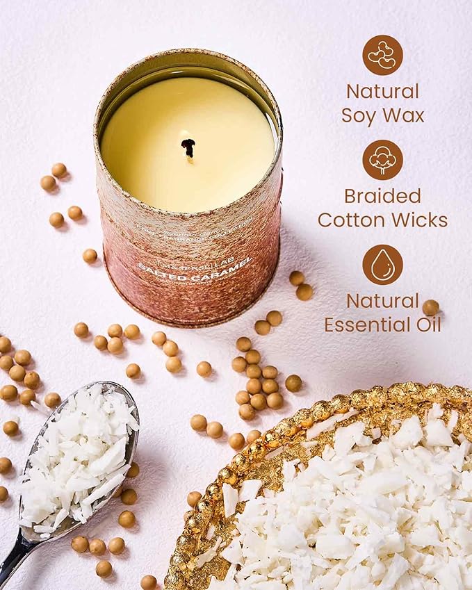 M&SENSE Salted Caramel Scented Candles Christmas Decor,Natural Non Toxic, Aromatherapy Candle for Stress Relief Meditation Relaxing, Housewarming Gifts for Women Men, 11.3oz 70 Hour