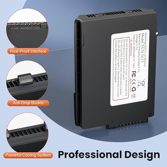 E EGOWAY 4620mAh Replacement Battery for Zebra TC77 Barcode Scanner, Compatible with Zebra Symbol Motorola TC70, TC72, TC75, TC77, TC700h, TC700k, TC720l, TC75x, TC75EK, TC75AH, TC75GK, TC77HL
