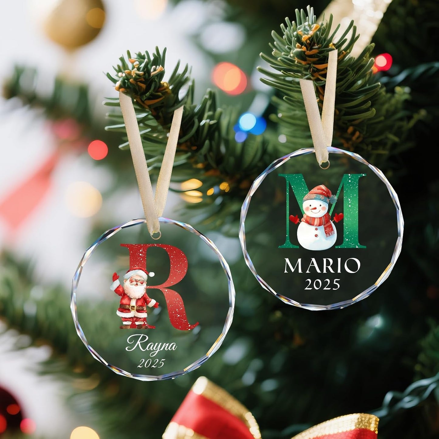 Name Ornaments for Christmas Tree, Personalized Christmas Ornaments 2025, Custom Initial Ornaments Letter Keepsake Gifts, Xmas Tree Decorations, Stocking Name Tags
