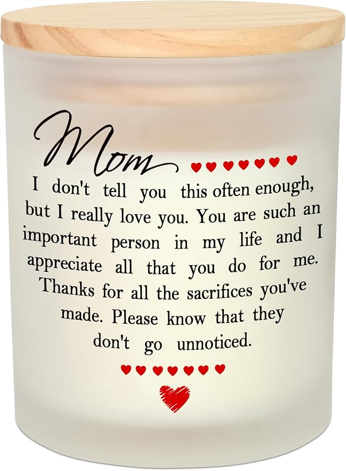 TEEZWONDER Christmas Birthday Gifts for Mom - Long Lasting Vanilla Lavender Candle 10 oz - Mom Gifts from Daughter Son, Mother Gift Ideas, Gift for Mama Mother in Law, Candles for Women