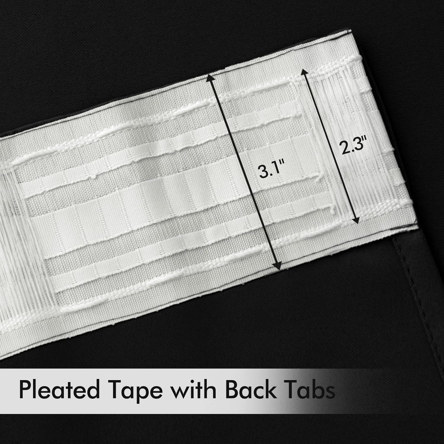 MIULEE 2 Panels Back Tab Blackout Curtains 96 Inch Long for Living Room Bedroom, Halloween Black Rod Pocket/Pinch Pleated Thermal Insulated Room Darkening Light Blocking Floor to Ceiling Curtain/Drape