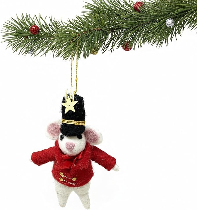 Global Crafts Showman Mouse Felt Christmas Ornament