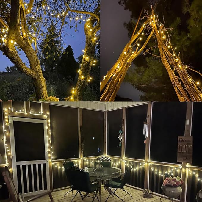 GlowVibe Christmas Lights Outdoor Warm White G15 Glass Bulbs 70 LED 19FT Plug in Mini Globe String Lights Connectable for Indoor Patio Xmas Tree Décor