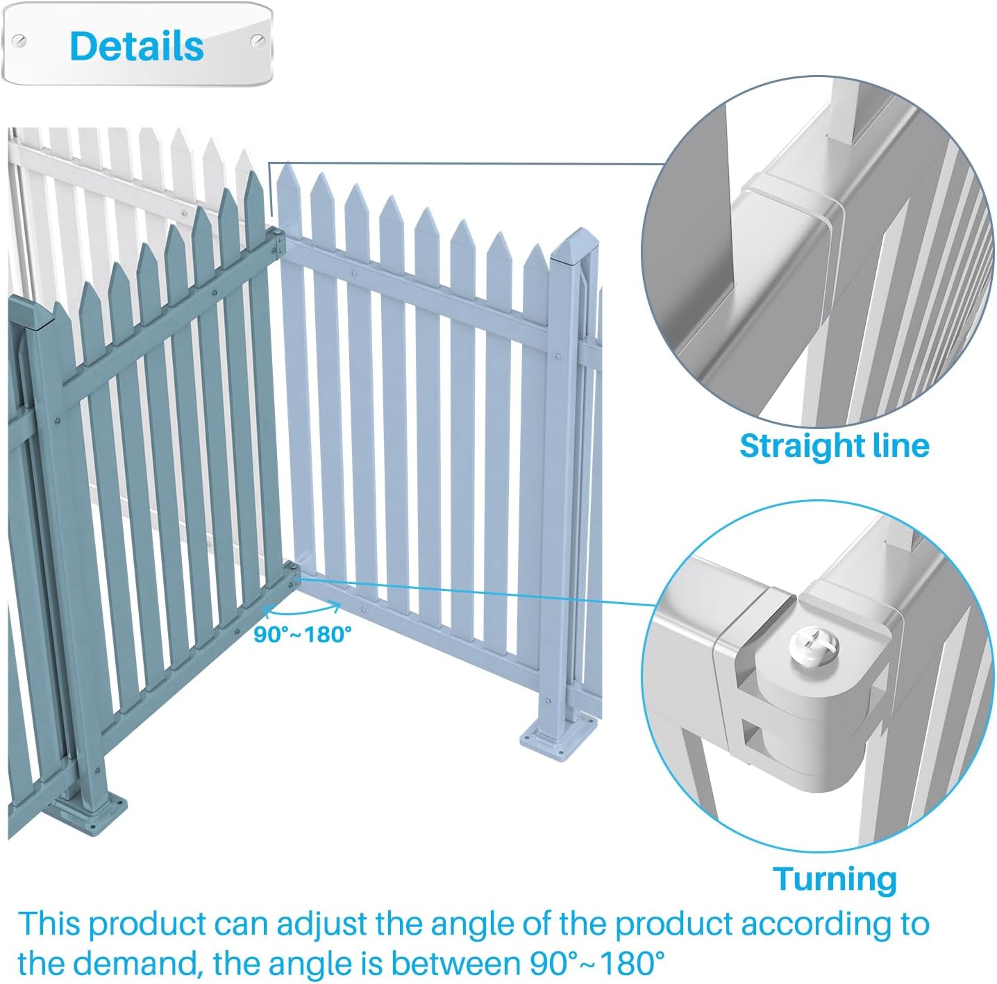 Patio 5 Sets Vinyl Picket Fence Panels 30" H x 84" W White PVC Decorative Fence for Front Yard Porch Patio Deck Pool Air Conditioner Fence Safety Dog Fence (34 Pickets, Straight)