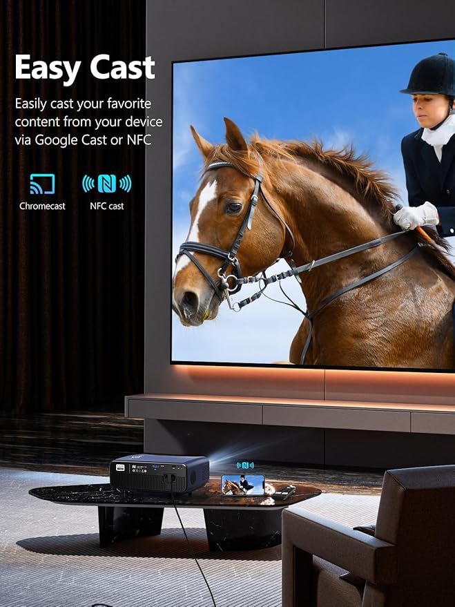 4K HDR Smart Projector with Android TV, DB Audio, Auto Focus, 2200ANSI High Brightness WiFi Bluetooth, HDMI ARC, Low Latency, 6D Keystone,Wireless for Home Theater Movie Gaming Presentation