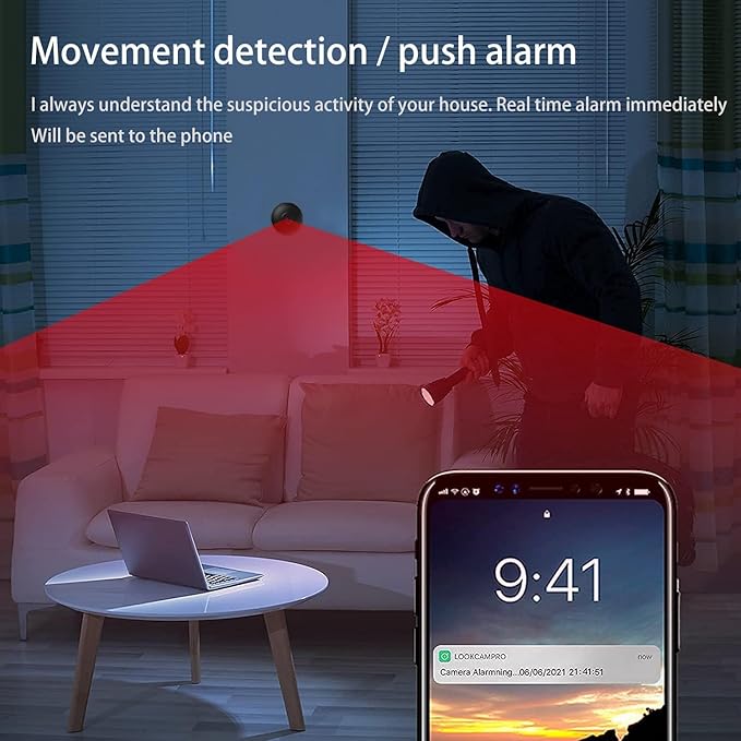 WYTIWYG -4K Clear WiFi Security Camera, Indoor/Outdoor Night Vision Monitoring Camera, Motion Detection, 32GB SD Card Support (no Memory Card Included) - Suitable for Home Office Security