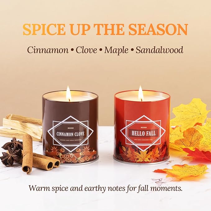 Fall & Winter Candle Gift Set – 36oz (4×9oz) Soy Candles with Cozy & Warm Seasonal Scents – Pumpkin Spice, Cinnamon Clove, Apple Pie, Hello Fall – Christmas, Holiday & Birthday Gifts