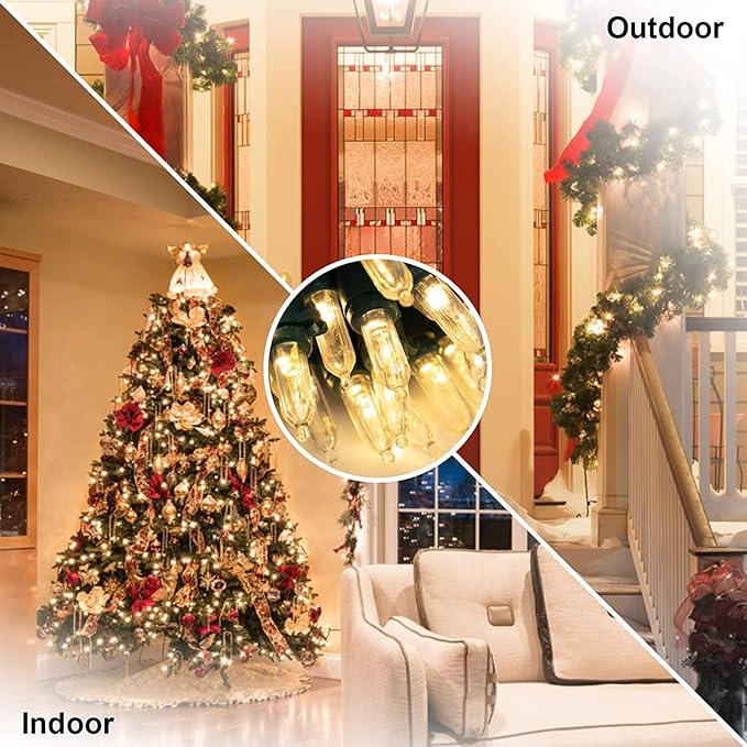 New One 6 Pack Color Changing Christmas Lights, 51.75 Feet 200 Count Vintage Multicolor Christmas Lights, Indoor Outdoor Christmas Tree Lights with 200L LED M5 Light for Patio, Party Decor, Green Wire