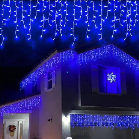 YEGUO 66ft 800 LED Blue Icicle Lights Outdoor Waterproof, 160 Drops Icicle String Light Connectable, 8 Modes Icicle Christmas Lights with Memory Timer
