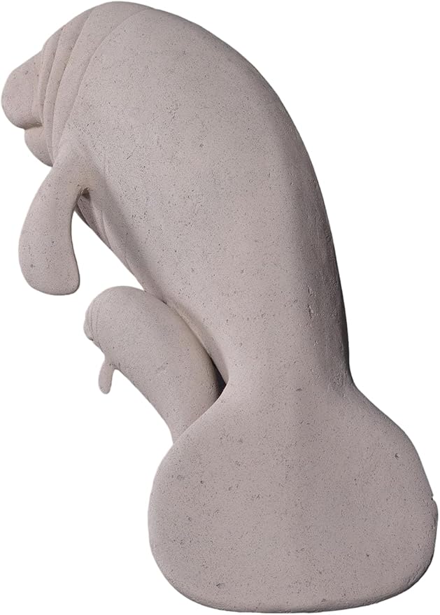 Manatees Wall Sculpture Home Garden Decor Accent (Roman Stone)