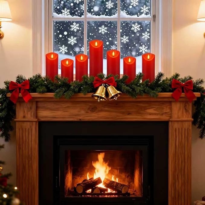 24-Pack Red Flameless LED Candles with Remote - Realistic Flickering Battery - Operated Pillar Candles for Christmas, Home Decor, Weddings, Parties.