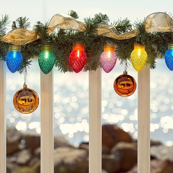 16Ft Jumbo LED Multicolor Christmas String Lights Outdoor with 10 LED Strawberry Bulb, Connectable Hanging String Lights for Indoor Home Outdoor Porch Patio Eave Xmas Trees Roofline Decorations