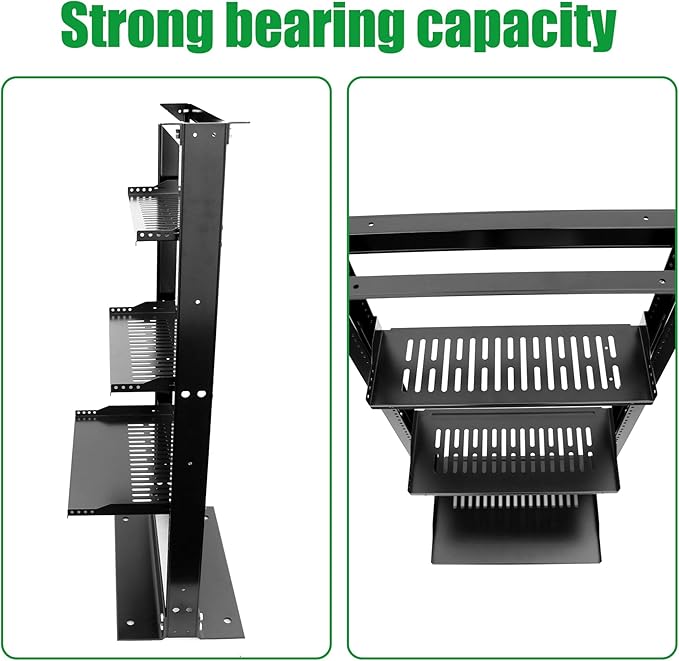 Server Rack Shelf-Universal Vented Rack Mount Cantilever Tray for 19" Network Rack & Cabinet - Heavy Duty Steel - Weight Capacity 55lb-1U H 10" D/ 2 Pieces Packaging GLOBALRACK (1U10, 10INCH)