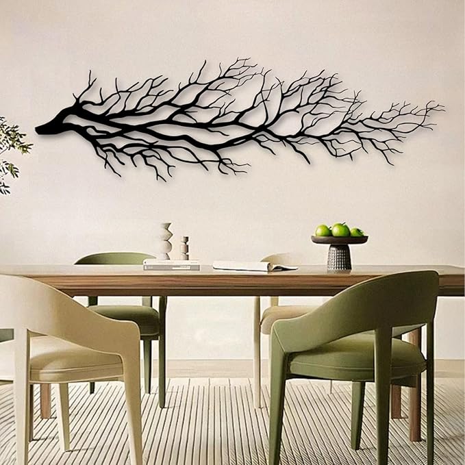 Tree Wall Art, Tree Branch Wall Decor, Metal Tree Branch Wall Art, Tree Branch Wall Hanging, Minimalist Branch Wall Decor, Metal Tree Wall decor, Tree of Life for Bedroom Living Room (Silver, 41 x 13 in | 105 x 32cm)