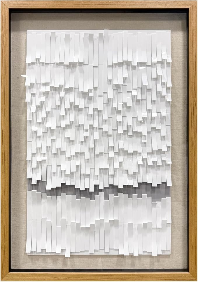 BrightA White 3D Wave Wall Sculpture - Heat-Formed Acrylic Strips Art with Dynamic Shadow Play, Solid Wood Frame Contemporary Artwork for Modern Interiors 27.5"x 39.4"