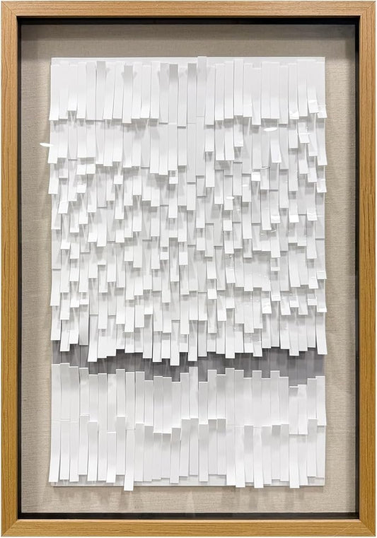 BrightA White 3D Wave Wall Sculpture - Heat-Formed Acrylic Strips Art with Dynamic Shadow Play, Solid Wood Frame Contemporary Artwork for Modern Interiors 27.5"x 39.4"