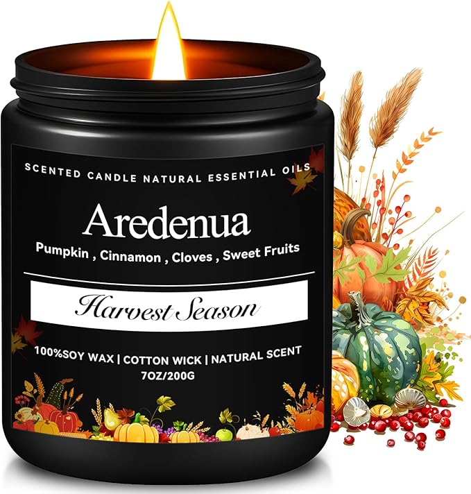 Harvest Season Candle – Warm Holiday & Winter Cozy Aroma, Hand-Poured Soy Candle for Christmas Home Décor & Cozy Seasonal Gifting