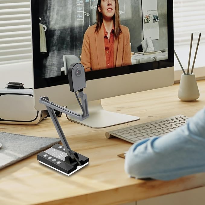 TreasLin Document Camera 15MP HDMI USB-C for Document Camera for Teachers, Remote Learning, Classroom Presentations, Art Classes Online Teaching with Multi Angle Rotation Adjustment LED Light