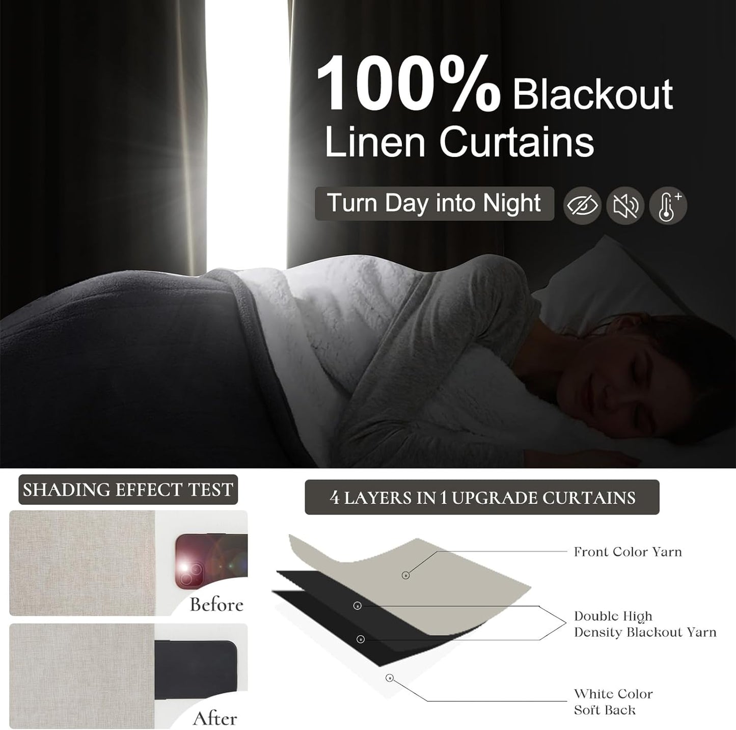 Primitive Curtain 108 Inch Long 2 Panels Burg,Pinch Pleated Cream Linen Blended 9 ft Floor Length to Ceiling Traverse Curtains for Living Room Extra Wide Blackout Drapes Sun Blocking Window