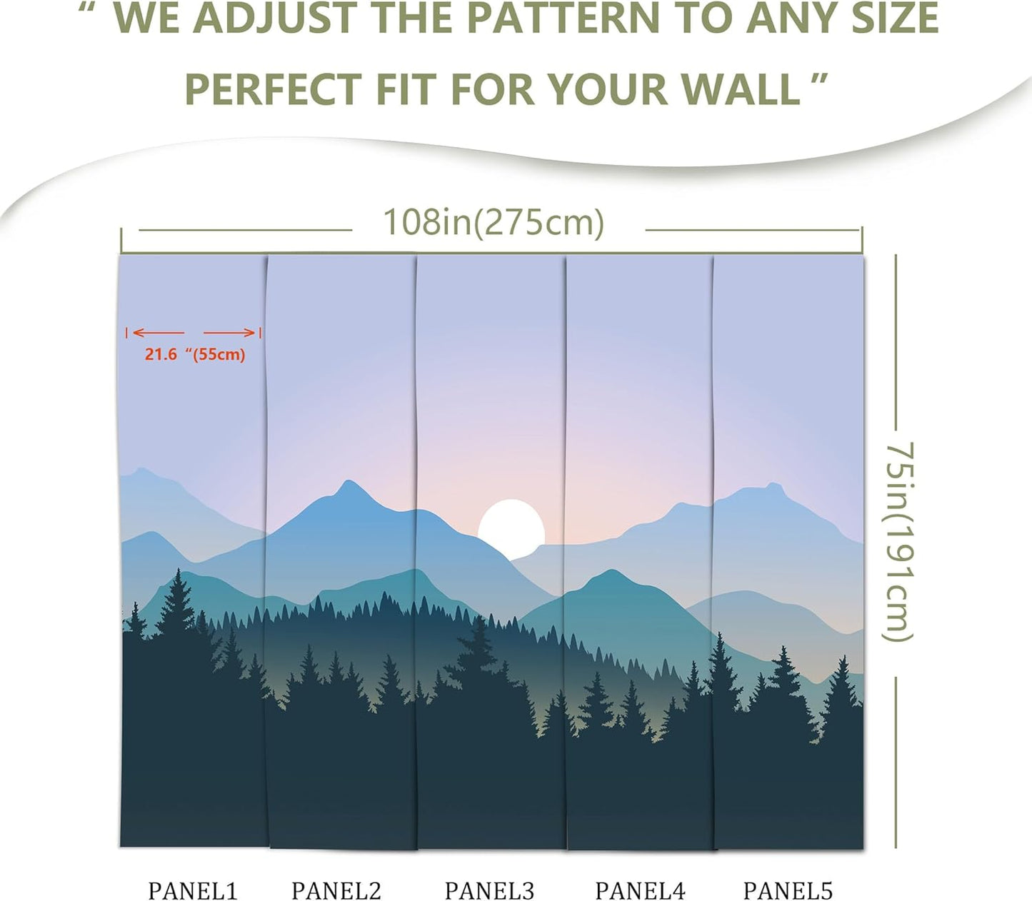 Natural Mountain Forest Landscape Wallpaper Mural for Living Room, Bedroom, Dinning Room, Large Background Waterproof Wall Decor(Not Peel and Stick)