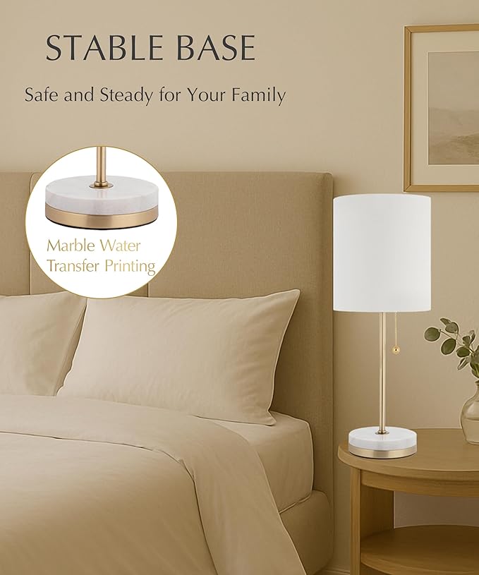 HarvestLand Pure 21” Table Lamps for Living Room and Bedroom – Farmhouse End Table Lamps for Nightstands or Sofa Side – Bedside Lamps, Decorative lamp, Living Room Lamps for end Tables