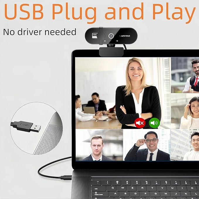 Full HD Webcam with Microphone, 1080P Webcam for PC, 90° FOV, Dual Microphone Streaming Web cam for Clear Stereo Audio, Plug and Play USB Web cam for Zoom/Skype/Teams, Conferencing and Video