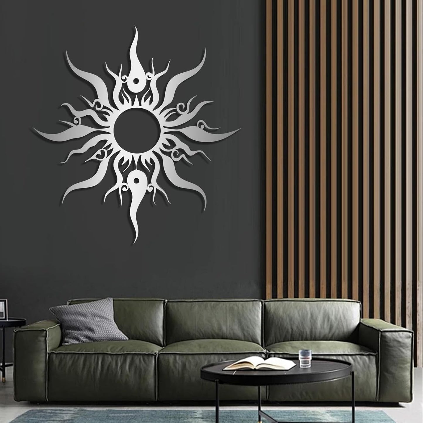 Hotuijxca Metal Wacky Sun Wall Art, Wacky Sun Metal Decor for Livingroom, Bedroom (White, 39"x38"/100x96cm, metal wall art)