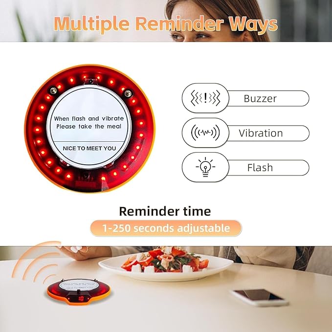 Restaurant Pager System 16 Coaster Pagers and Beepers, Restaurant Beepers Buzzers System with Vibration Flashing Buzzer Queue Wireless Calling System for Food Truck Coffee Shop Church Nursery Bar