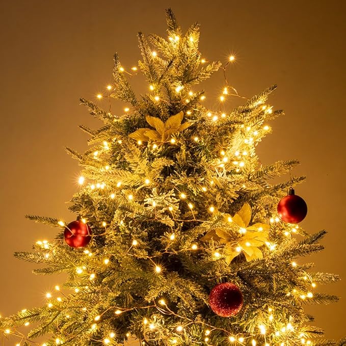 Plug in Firecracker Lights 50FT 500 LED Warm White Copper Wire Indoor Cluster Fairy Lights with Remote Timer for Bedroom, Living Room, Tree, Garden, Porch, Patio, Backyard, Christmas Tree