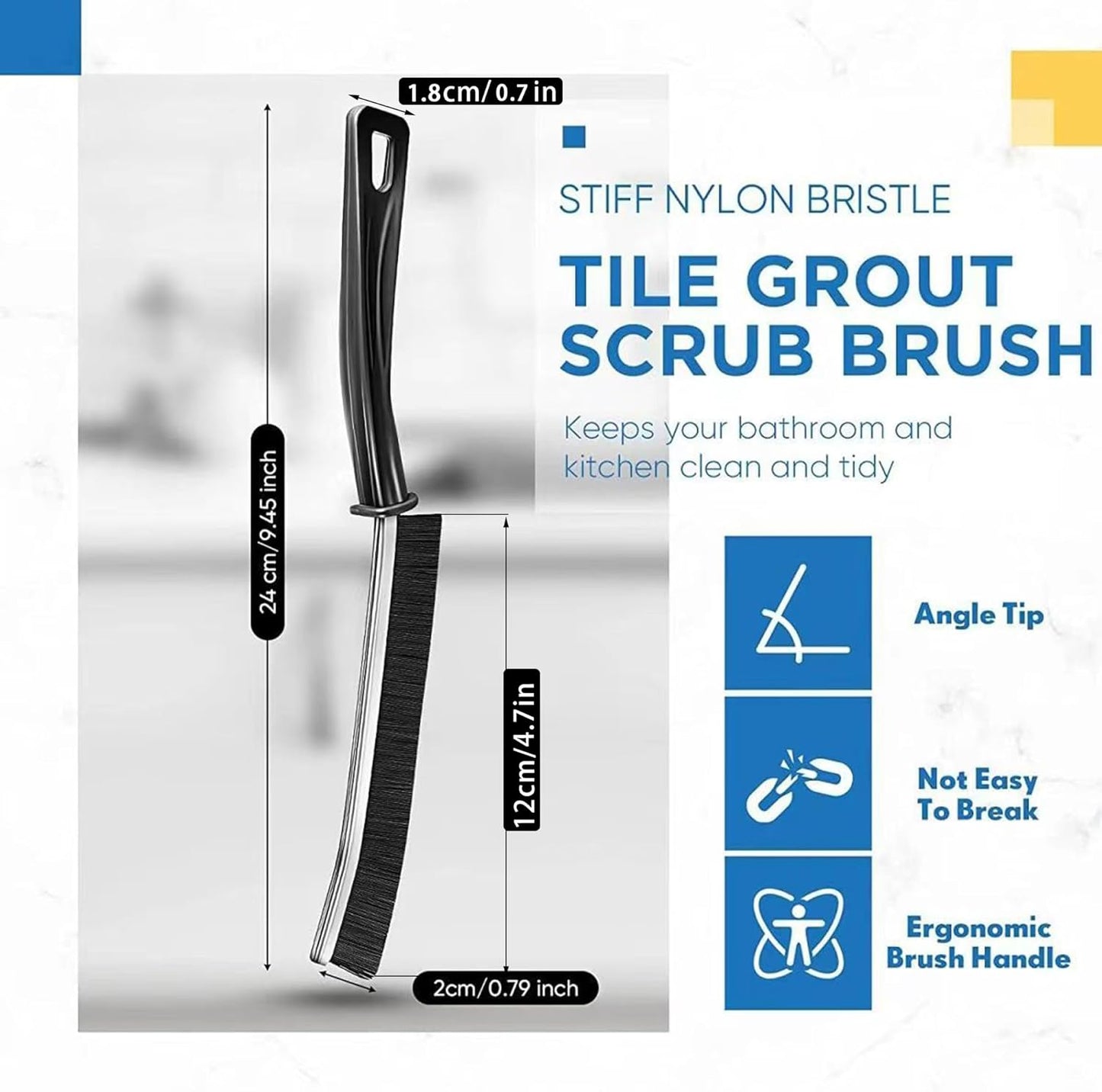 3Pcs Crevice Cleaning Brush Tool, Grout Brush Cleaning Supplies, Home Essentials, Bathroom Cleaning Brush Multifunctional Gap Scrub Hard Bristle Crevice Cleaning Brushes for Household Use