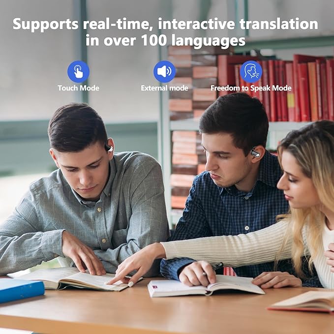 Translation Earbuds Real Time - AI 144 Language Translator Earbuds, Audifonos Traductores Inglés Español, 3-in-1 Translating Device, Translate Ear Buds for Travel Business Learning with Charging Case