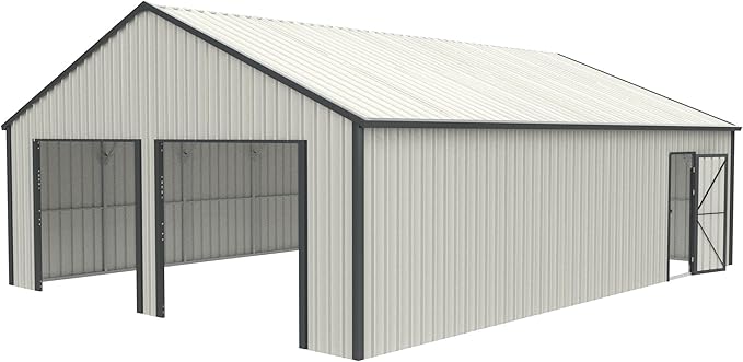 25x33 Outdoor Storage Shed, Extra Large Metal Garage Building, Heavy Duty Double Garage Shed with Side Door & 16 GA Steel Frame, Waterproof 2 Car Sheds for Car, Truck, Bike, Tool Storage, Cream